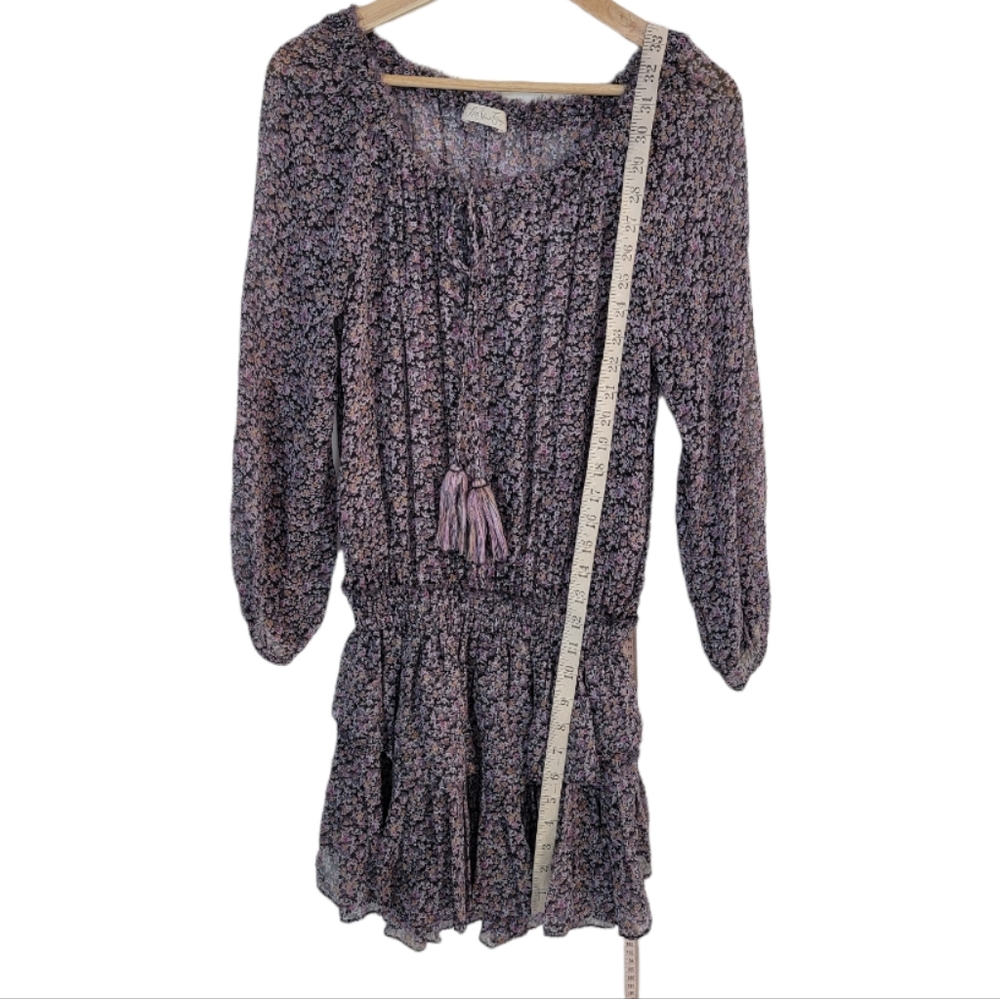 Loveshackfancy Floral Black Mini Silk Dress Size Small - Picture 4 of 7